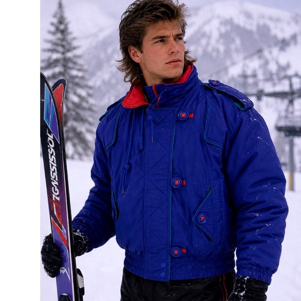 Y2k Vintage 80's Ski Coat Sportsables Down Puffer Blue Sz S Grannycore Goth